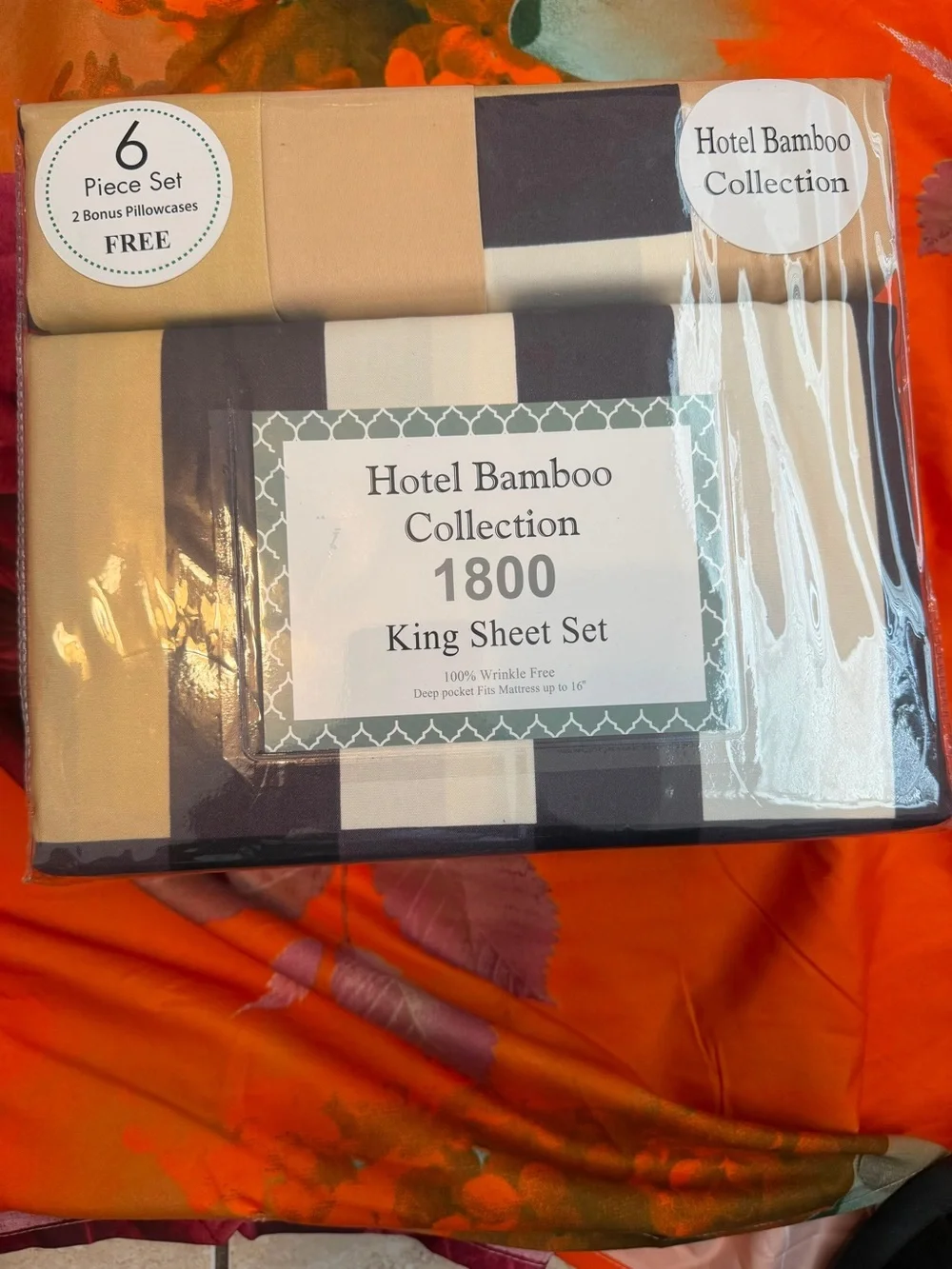 1800 King Sheet Set - Beige, Black, Cream